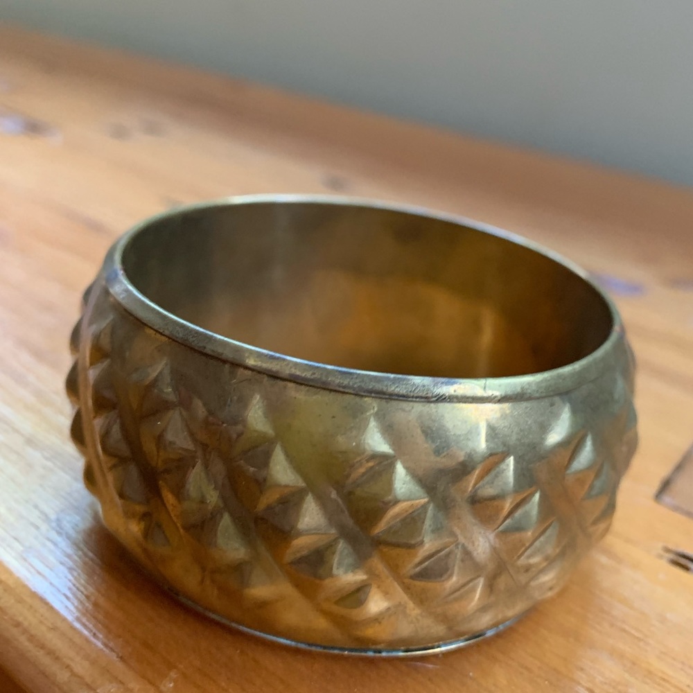 Vintage Brass studded bracelet 3 inch diameter / 1.5 inch width